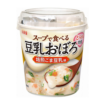 包裝設計公司推薦在湯里吃的豆?jié){糊烘焙芝麻豆?jié){味丸美屋食品工業(yè)包裝設計欣賞(圖1)