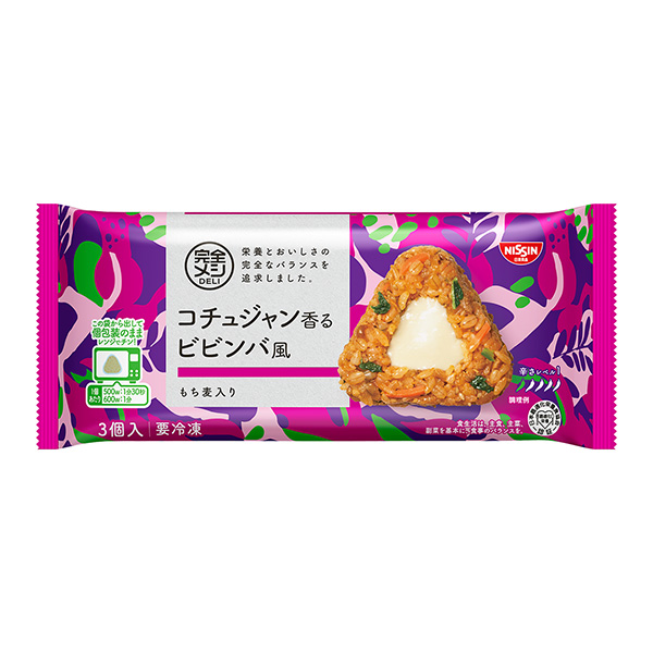 包裝設(shè)計欣賞冷凍完全飯DELI ＜辣醬香的拌飯風(fēng)＞飯團(tuán)(日清食品) (圖1)